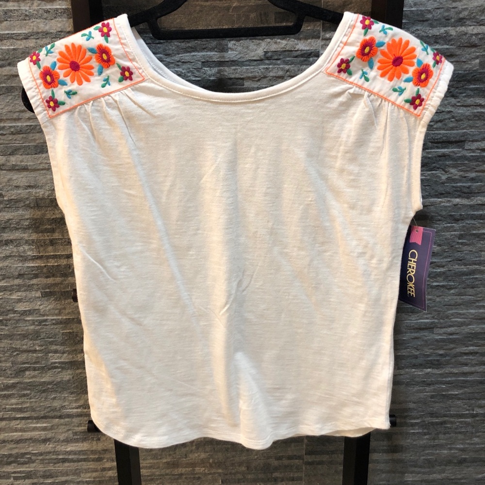 NWT Cherokee Embroidered Girls Top Size Large (10/